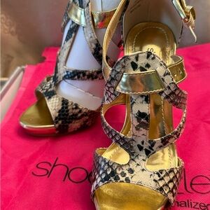 Gold and Black Snakeskin Women's Heels